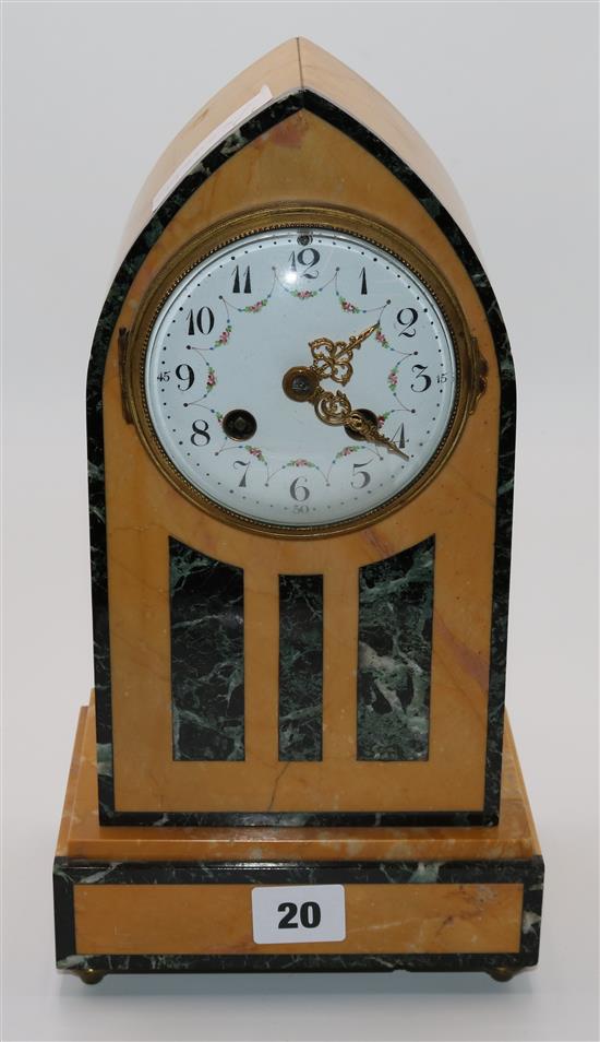 French yellow marble 8 day striker mantle clock